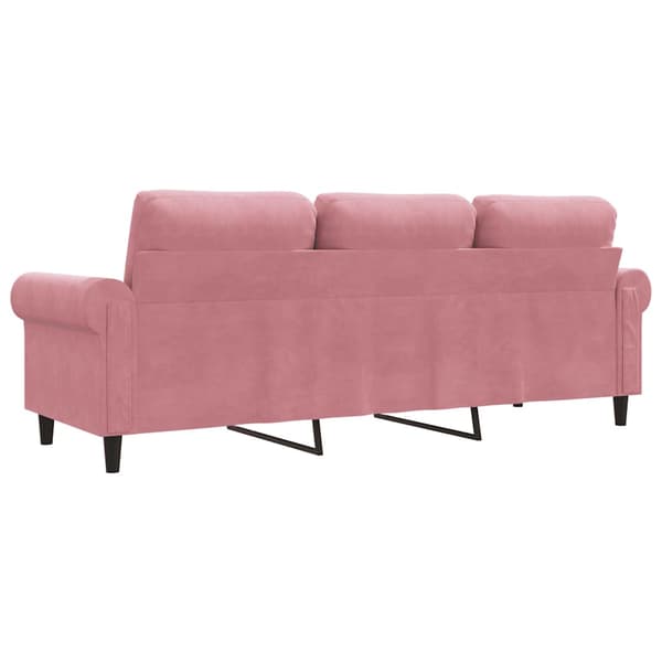vidaXL 3-sitssoffa rosa 180 cm klädd i sammet