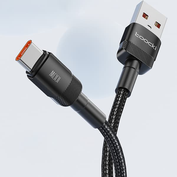 Langt 3m TOOCKI hurtigt USB-A til USB-C 100W PD-kabel 3 meter