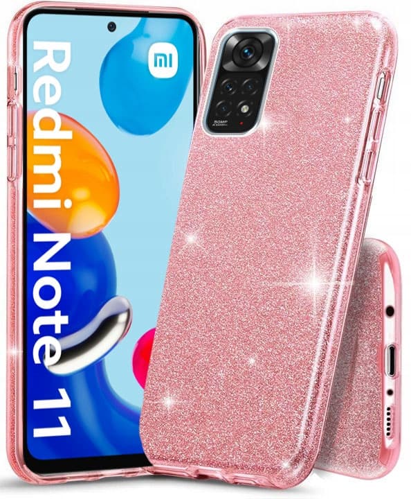 GLITTERFODRAL ROSA GLITTER SHINE FÖR Redmi Note 11 11s + GLAS
