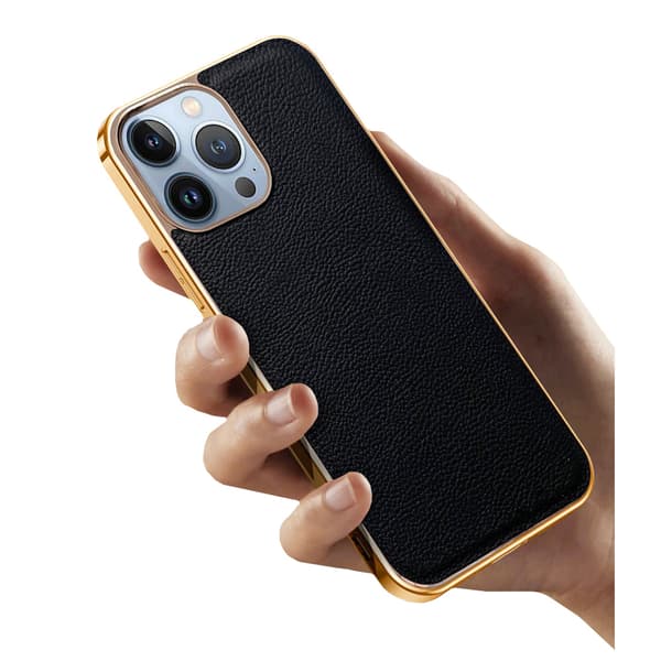iPhone 13 Pro-skal, kohud, svart