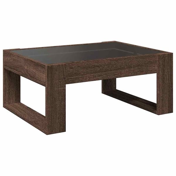 vidaXL Infinity sofabord med LED-lys brunt egetræ 70x53x30 cm