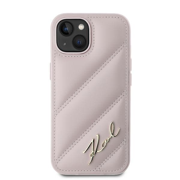 Karl Lagerfeld KLHCP15MPQDSMGP iPhone 15 Plus / 14 Plus 6,7" rosa/rosa hårt skal Diagonal Quilted Script