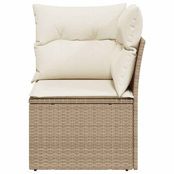 vidaXL Hörnsoffmodul med kuddar, beige, polyrotting