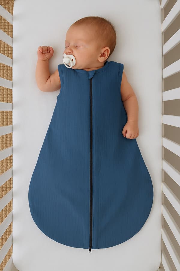 Rundad muslinsovsäck för barn M 6-12 månader sommar TOG 1.0 - smutsig blå