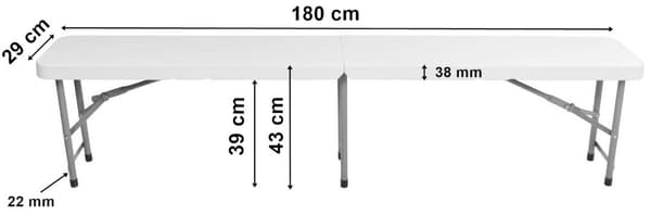 Hopfällbar cateringbänk 180 cm vit