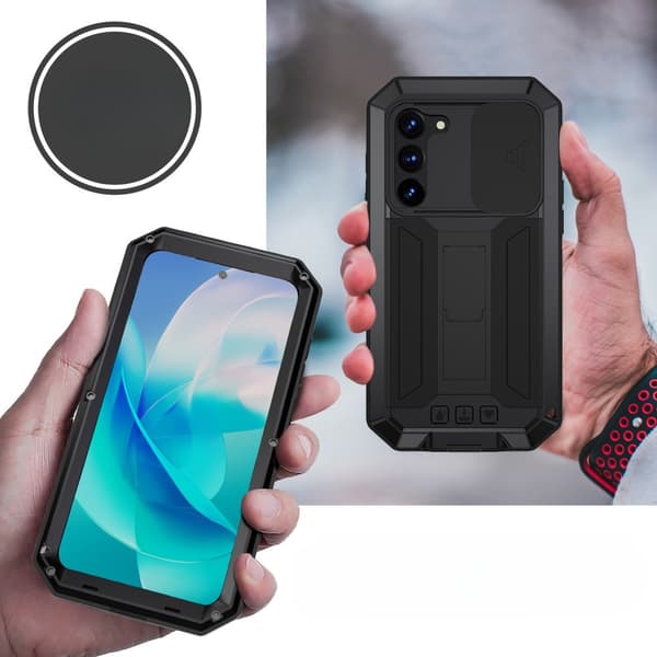 Pansret cover til Samsung Galaxy S23, R-JUST CamShield Slide, sort
