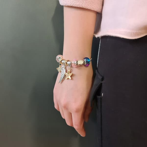 SMYKKERARMBÅNDSSÆT HALSKÆDE PERLE CHARMS VEDHÆNG