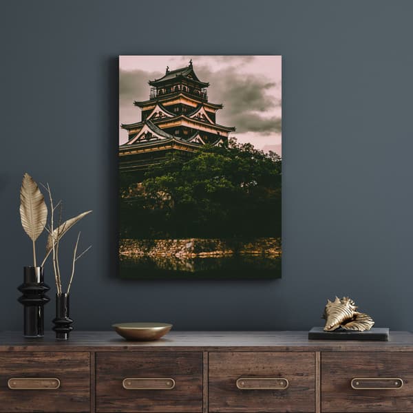 Canvastavla Arkitektur Hiroshima slott 40x50 cm