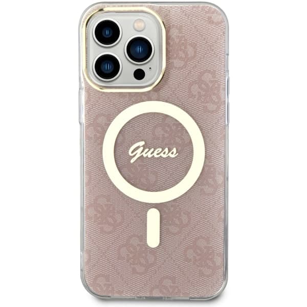 Guess IML 4G MagSafe-etui til iPhone 14 Pro Max, lyserød