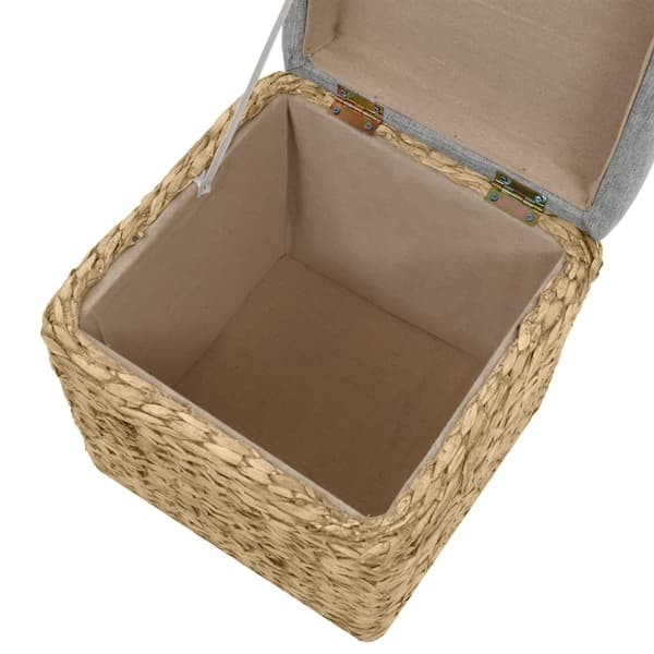 vidaXL Set med 2 vävda sjögräspuffar, grå