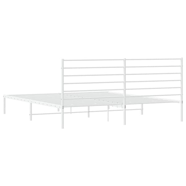 vidaXL metalsengestel med hovedgærde hvid 193x203 cm