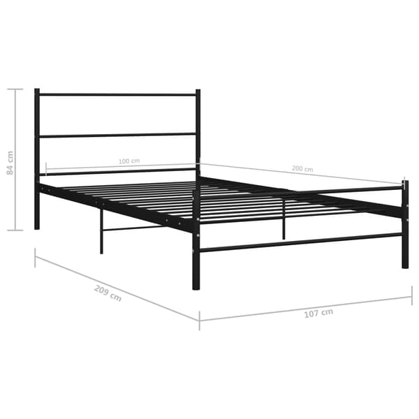 vidaXL sengestel sort metal 100 x 200 cm