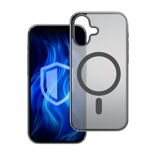 3mk Frosty MagCase til iPhone 16, semi-transparent med sort