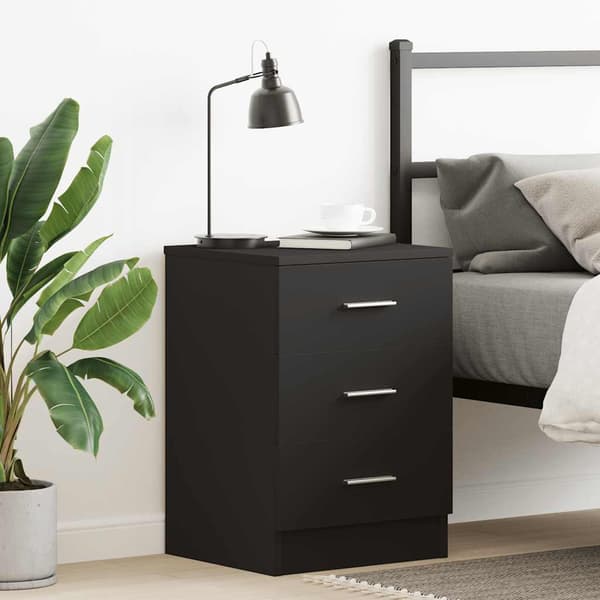 vidaXL sengebord sort 38x35x56 cm spånplade