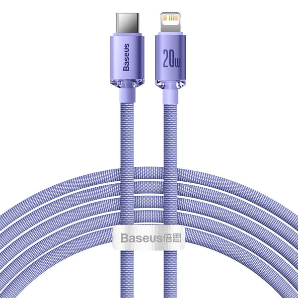 Kabel för snabbladdning och dataöverföring USB-C iPhone Lightning 20W 2m lila