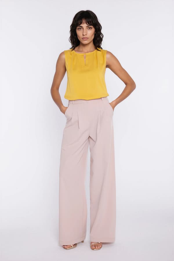 Vida byxor med veck - beige 36