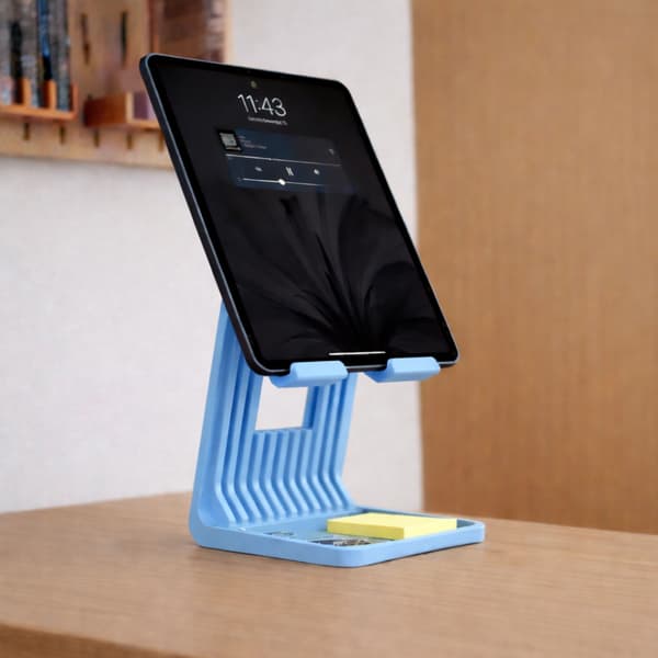 iPad tablet-stativ blå, bordstativ med kabelgennemføring