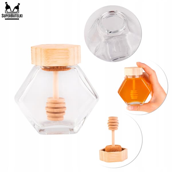 100 ml:n kuusikulmainen purkki kauhalla