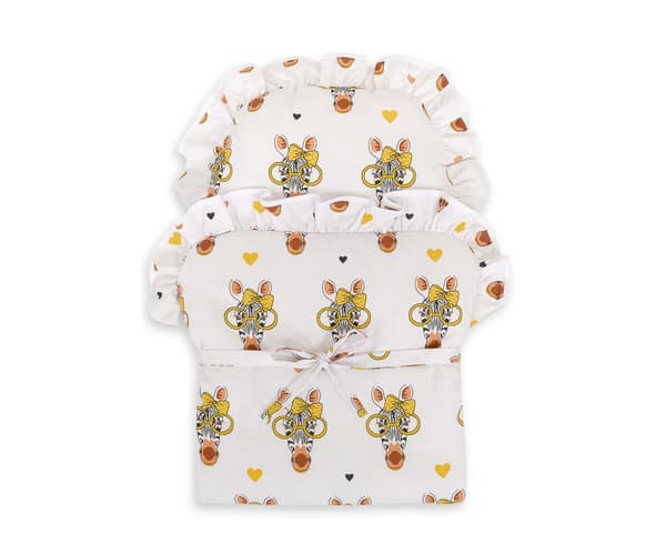 Babysjal för dockor, knuten, gul zebra