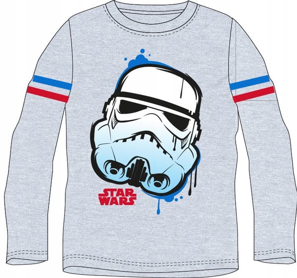 LÅNGÄRMAD BLUS FÖR POJKAR, bomull, STAR WARS, grå 128 D017F