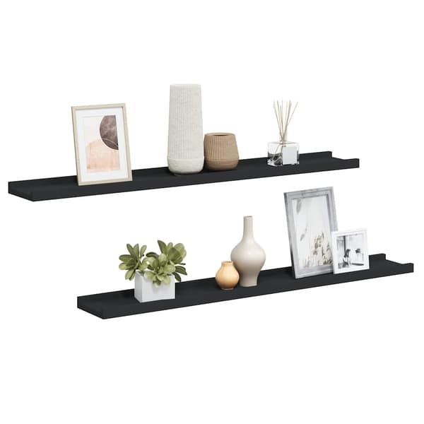 vidaXL Seinähyllyt, 2 kpl, musta, 80x9x3 cm, MDF