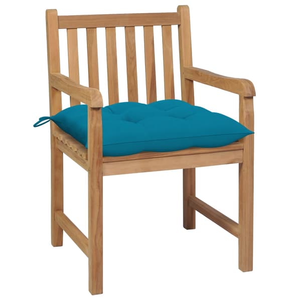 vidaXL Trädgårdsstolar, set om 2, ljusblå dynor, teak