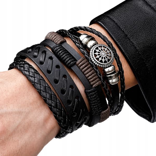 HERRLÄDERARMBAND I TITANIUM JUSTERBART 19-23CM GÅVA
