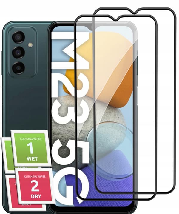 2x Härdat glas för Samsung Galaxy M23 5G med helskärmstäckning, 5D-glas