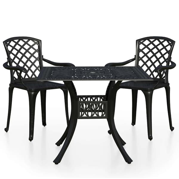 vidaXL 3-delt bistrosæt i aluminiumslegering, sort