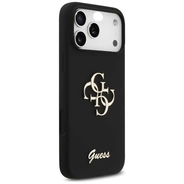 Guess Silikone Big 4G Script cover til iPhone 17 Pro Max, sort