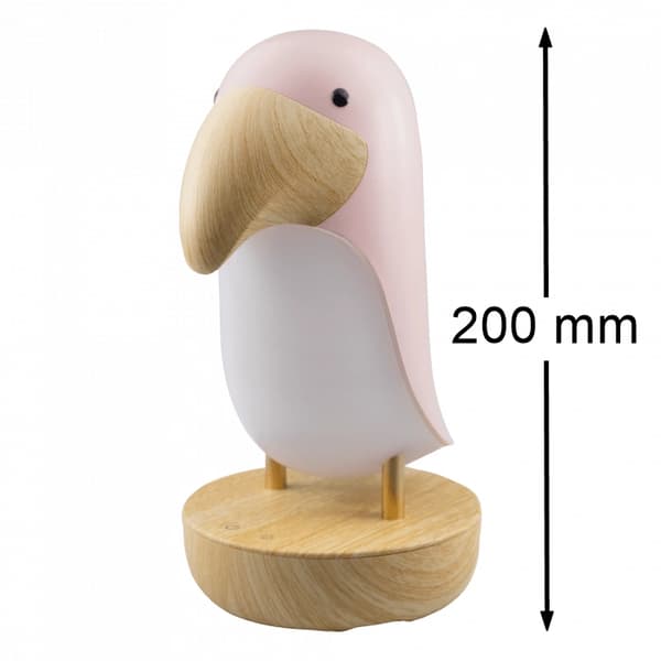 Toucan Rosa LED Nattlampa Varmvit + Bluetooth Högtalare USB