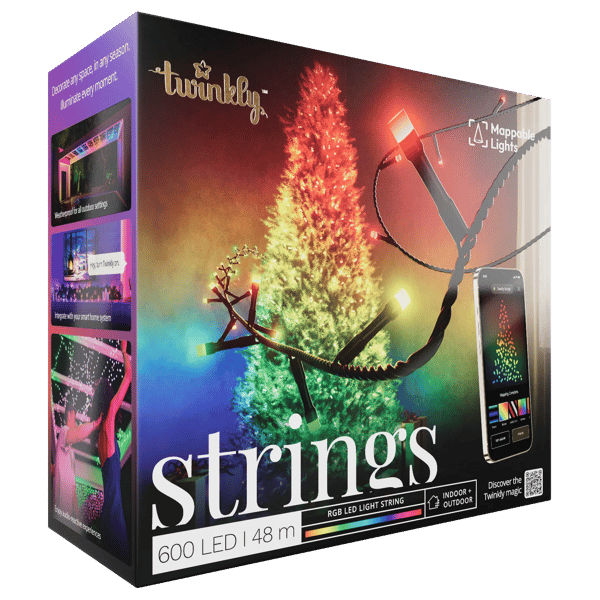 Twinkly Strings 600 LED RGB svart kabel EU-kontakt