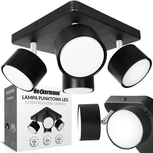 Heckermann 8795318A LED-spotlight Sort 4x hoved