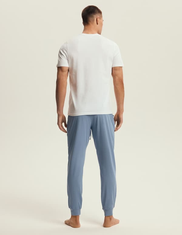 Marc Henderson Herrpyjamas | Vit, Blå 3XL