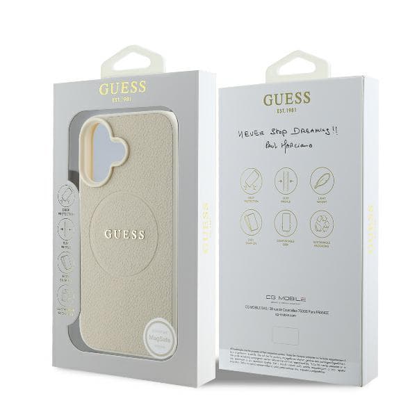 Guess Grained Ring MagSafe-skal till iPhone 16, Beige