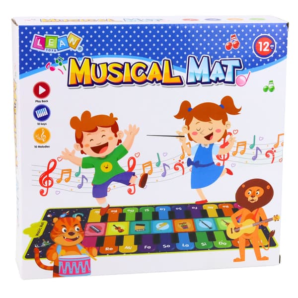 Interaktiv dansemåtte klaver zoo dyr 10 melodier 126 cm