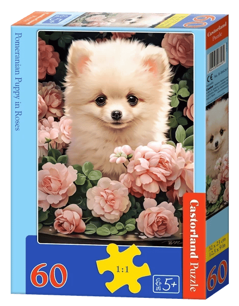 Pussel 60 bitar Pomeraniankvalp i rosor