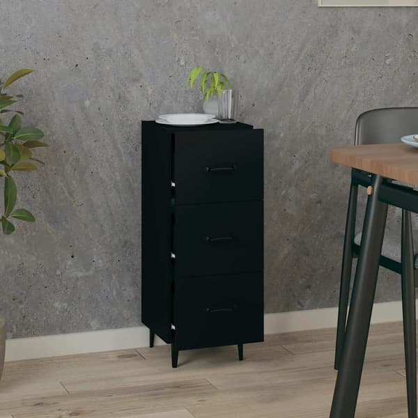 vidaXL skab, sort, 34,5x34x90 cm, træbaseret materiale
