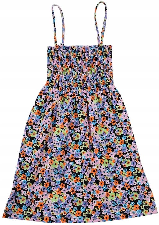 Sommerkjole med seler, samlede blomster 110 H110L