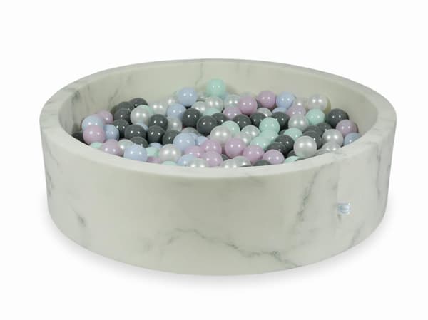 Tør pool 110x30 marmor med 400 bolde: lys mint, lys pink perle, lyseblå perle, perle, grå