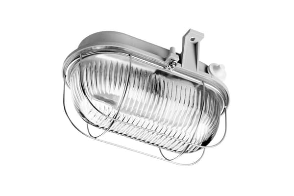 Oval 100 E27 kanallampa, 100W, grå, klarglasskärm, lock