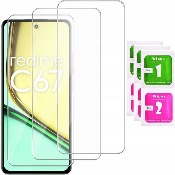 3x Härdat glas för Realme C67 4G glas 9H | 3-pack