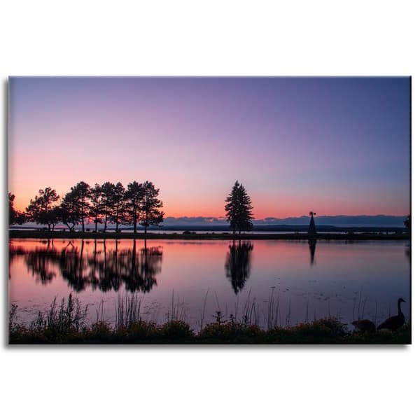 Lærredstryk Solnedgang over vandet 60x40 cm