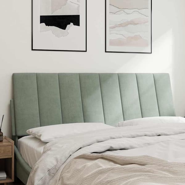 vidaXL Sängynpäädyn tyyny vaaleanharmaa 140 cm sametti
