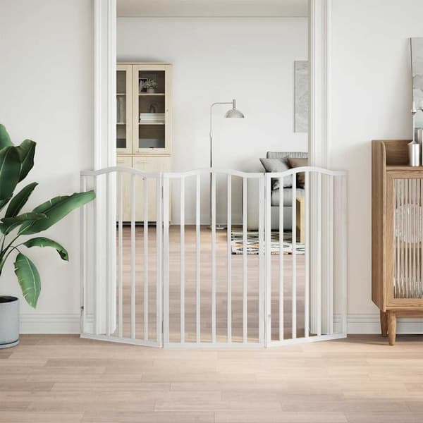 vidaXL foldbart sikkerhedsgitter til hunde, 3 paneler, hvid, 150 cm