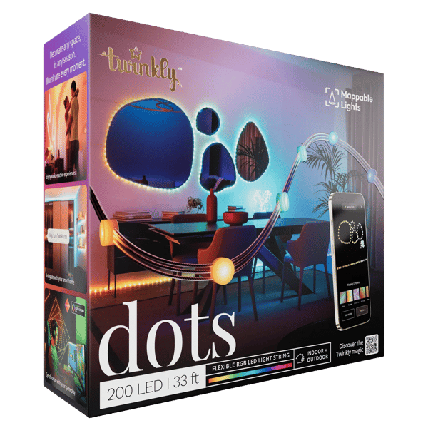 Twinkly Dots 200 RGB LED-lysslynge klar kabel USB-C