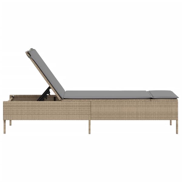 vidaXL Solstol med kudde, beige, polyrotting