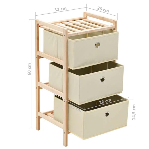 vidaXL Hylly 3 kangaskorilla setripuu beige