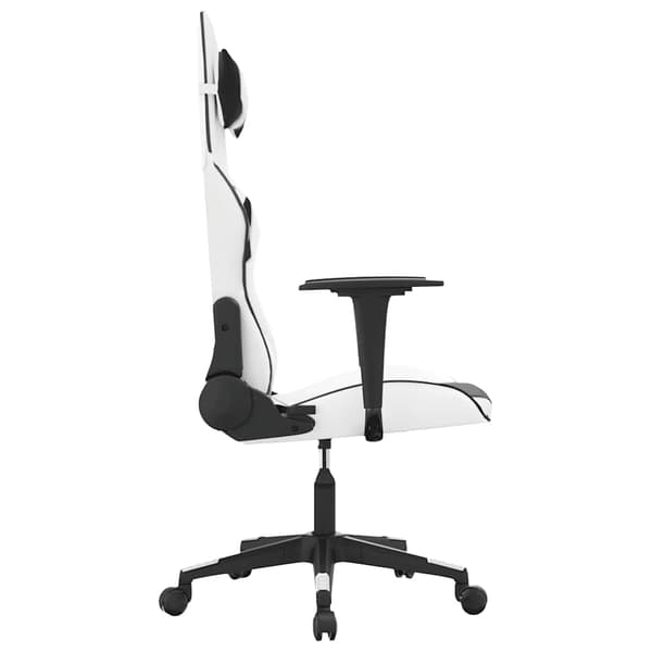 vidaXL massage-gamingstol, sort og hvid, kunstlæder