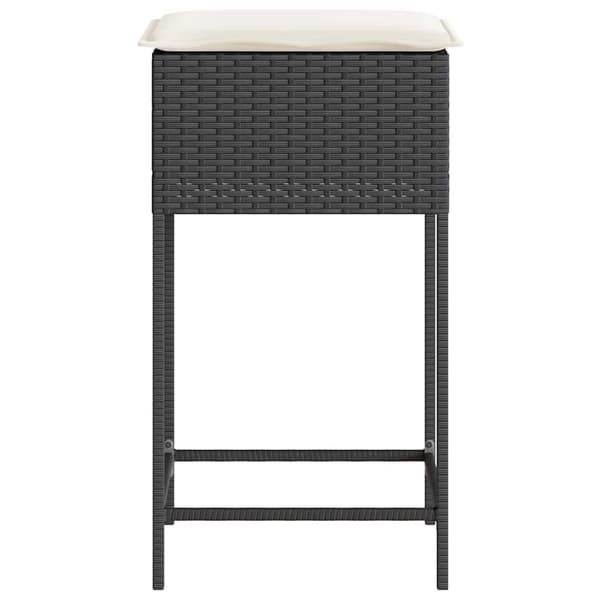 vidaXL havebarstole med hynder, sæt med 2, sort, polyrattan